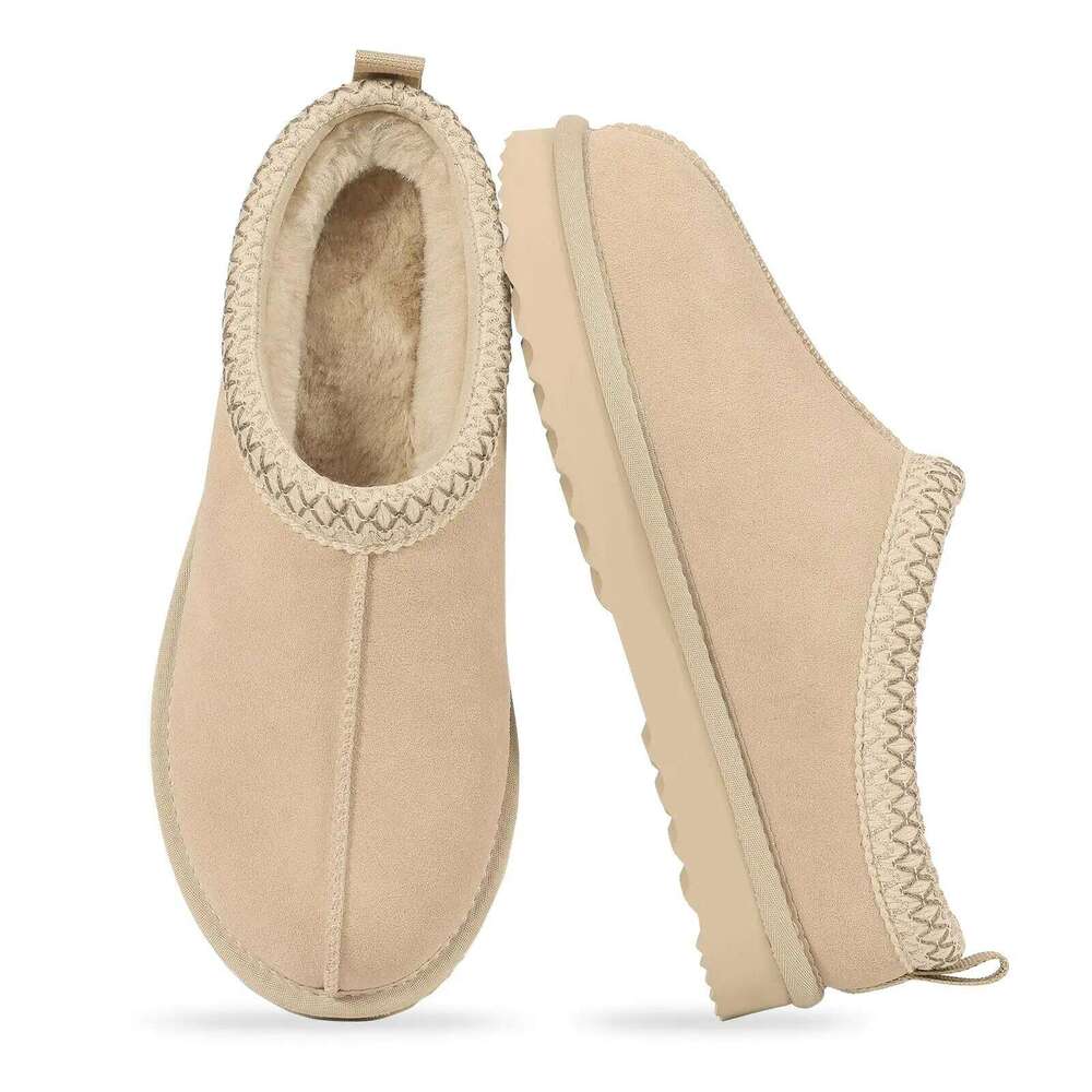 KIDMI Winter Genuine Suede Warm Fuzzy Water Resistant Women Fur Soft House Slippers