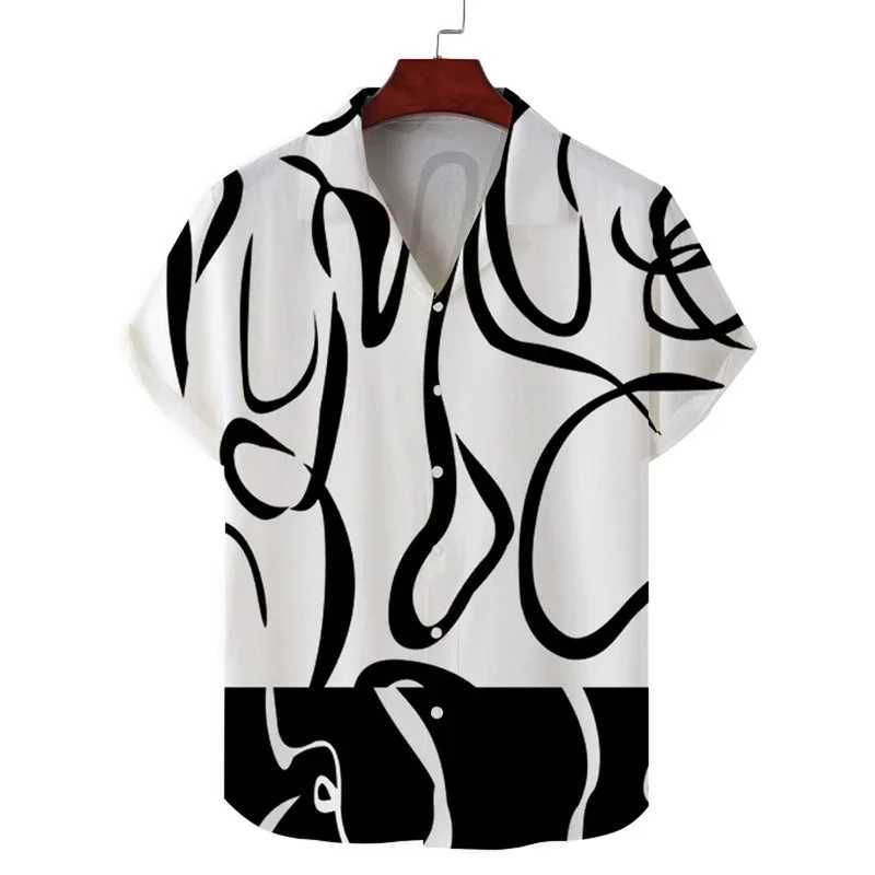 Spring and Summer New Mens Digital Printed Casual Hawaiian Cuban Collar Thin Short Sleeved Shirt for Men M260305