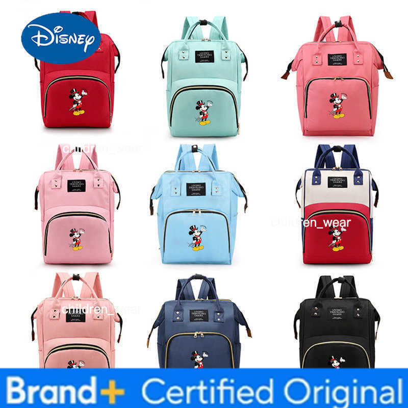 Disney Cute Mickey Mouse Diaper Backpack for Travel Waterproof Kids Bag Multiple Insulated Pockets Spacious Mummy Bag Family Gift H260305