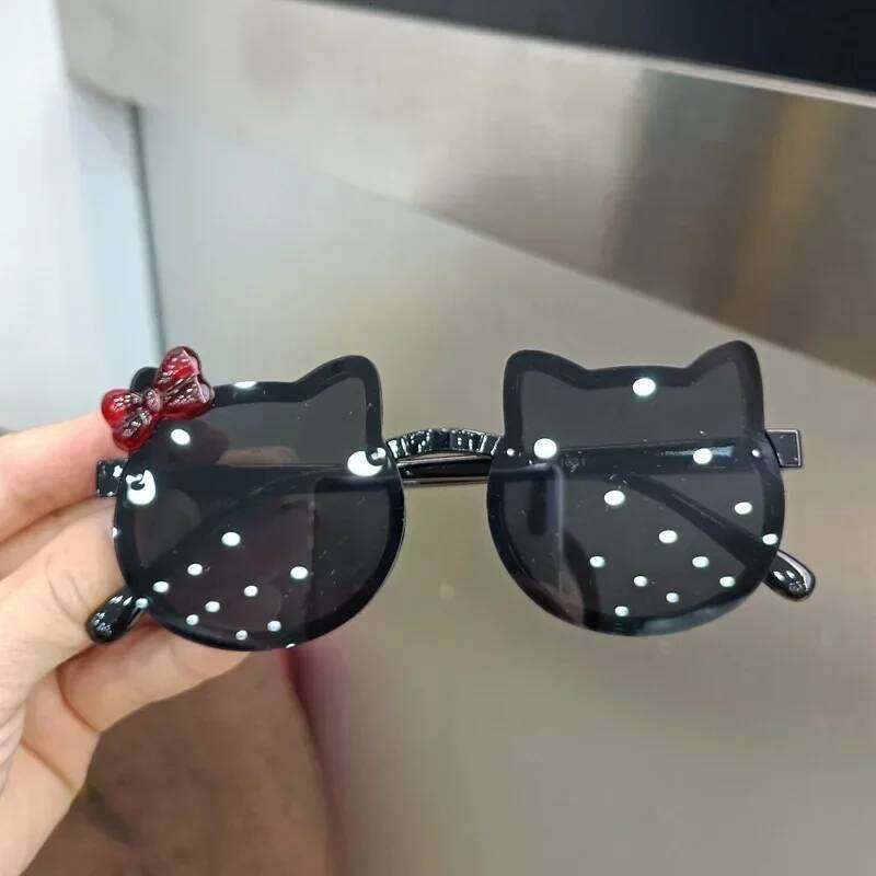 Summer Children Cute Kitty Sunglasses Acrylic Bow Outdoor UV Protection Sun Glasses Baby Girls Classic Kids Boy UV400 Eyewear Z260304