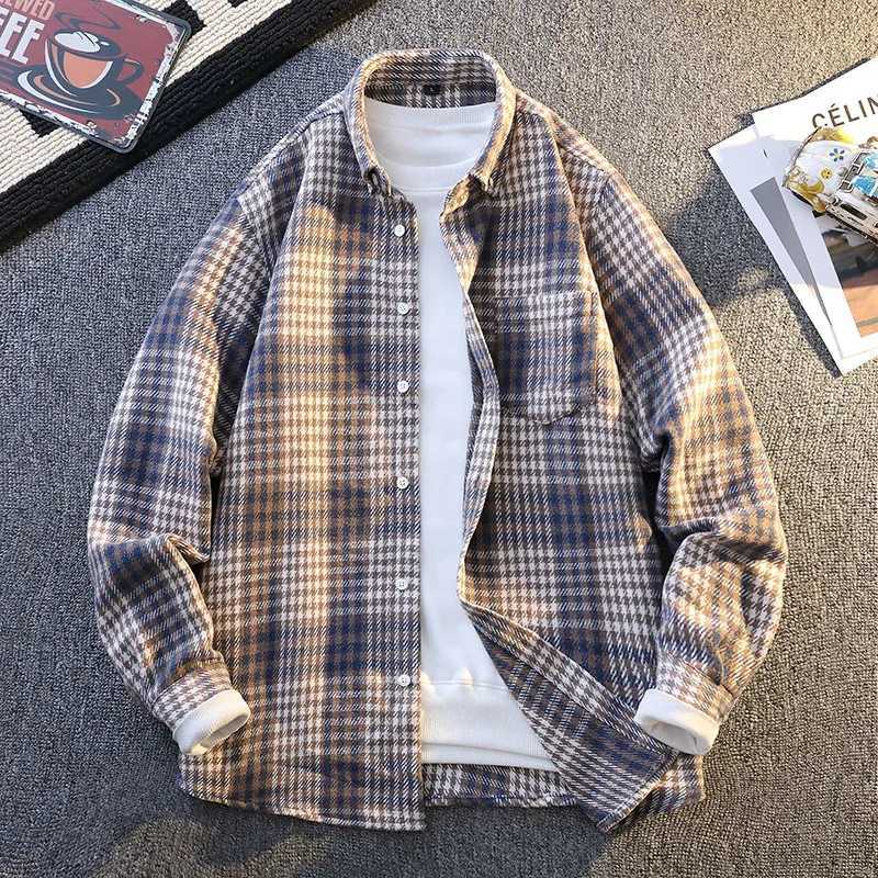 Mens Plaid Shirts Long Sleeve Soft Plaid Shirt for Men Leisure Classical Vintage Comfortable Man Clothing Plus Size M260305
