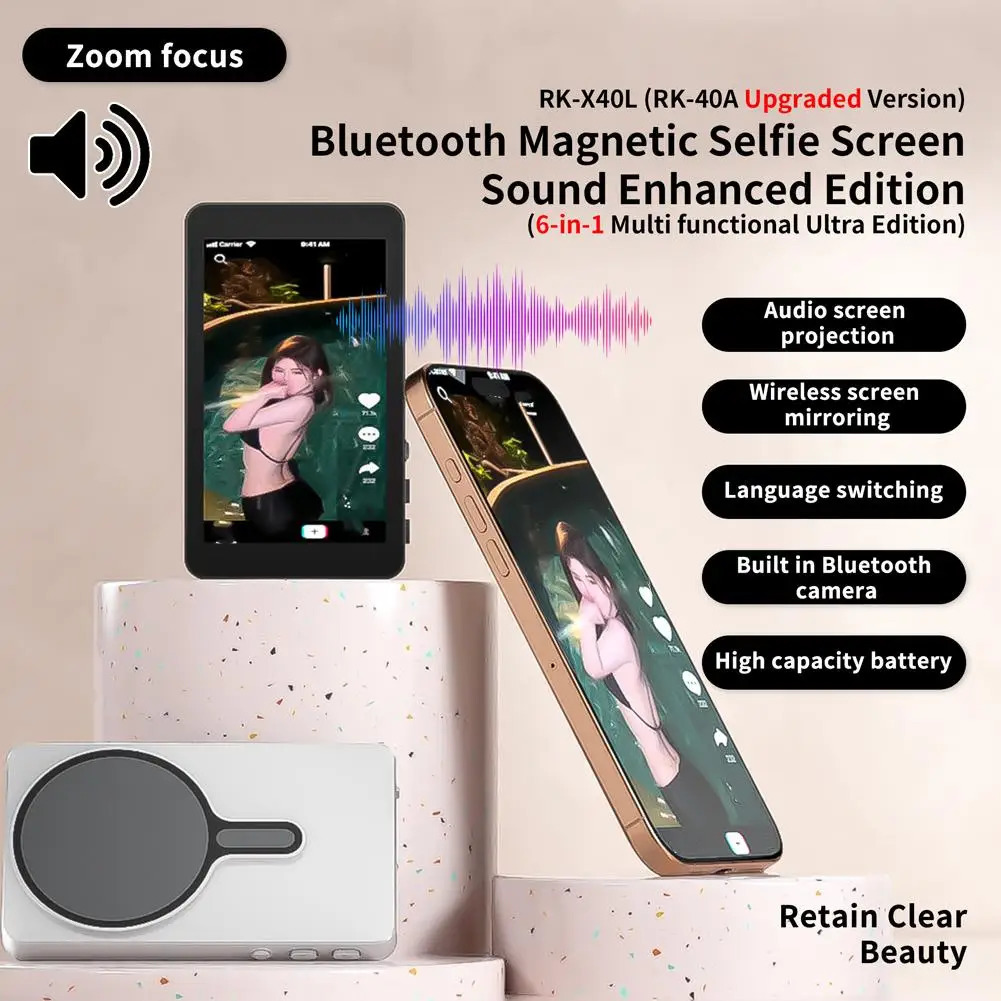 Magnetic Wireless Selfie Monitor Screen For IPhone Android 394 HD Expansion Display Rear Camera Vlog Live Video Recording 260302 - view 4