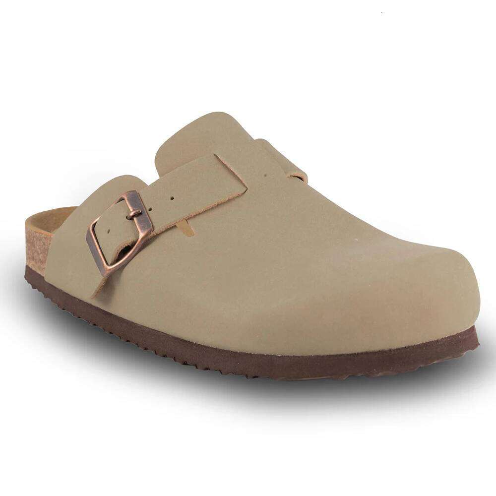 Kidmi Summer for Women Men Suede Adjustable Buckle Slip-on Cork Footbed Mules Clogs Antislip Sole Slippers Unisex