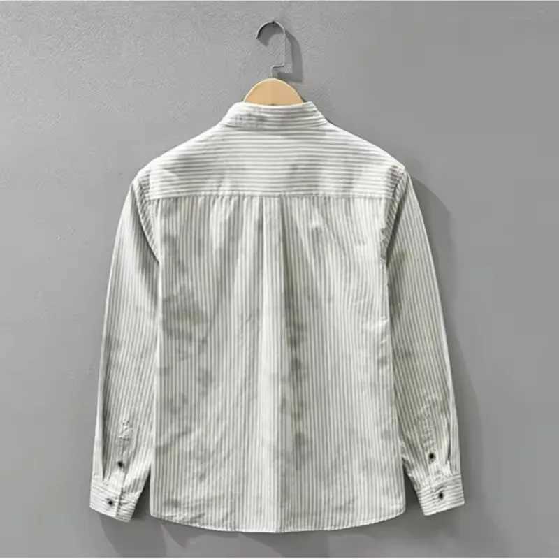 2026 Spring Autumn Winter New Casual Striped Loose 100 Cotton Shirt for Men Comfort Turn-down Collar Male Long Sleeve Shirts M260305
