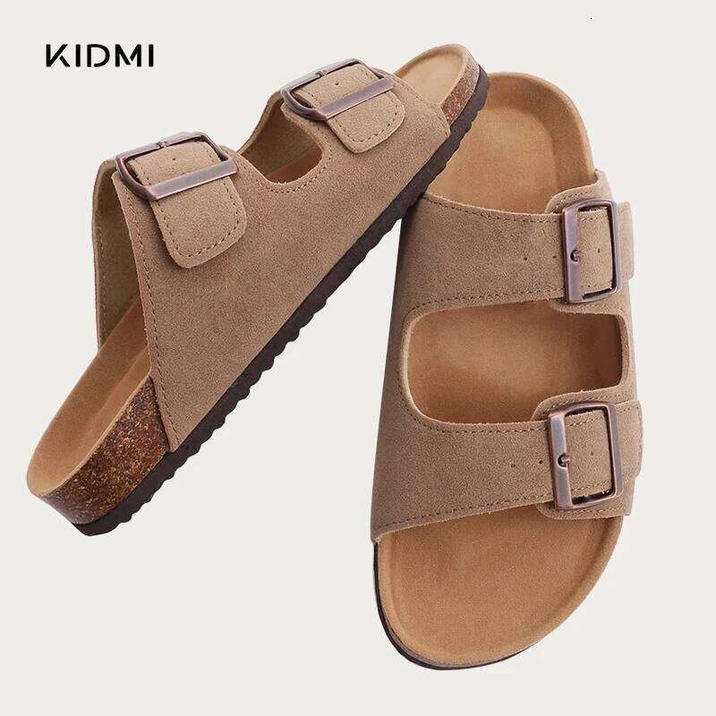 Kidmi Classic Suede Fashion Arizona Outdoor Clogs With Double buckle Cork Insole Antiskid Slippers