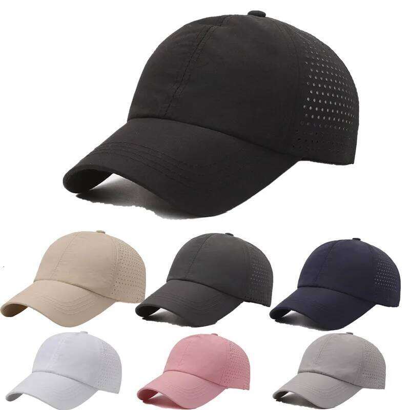 Summer Outdoor Black Sports Dry Fit Baseball Caps Breathable Mesh Hiking Hunting Solid Color Adjustable Fitted Cap Y260304