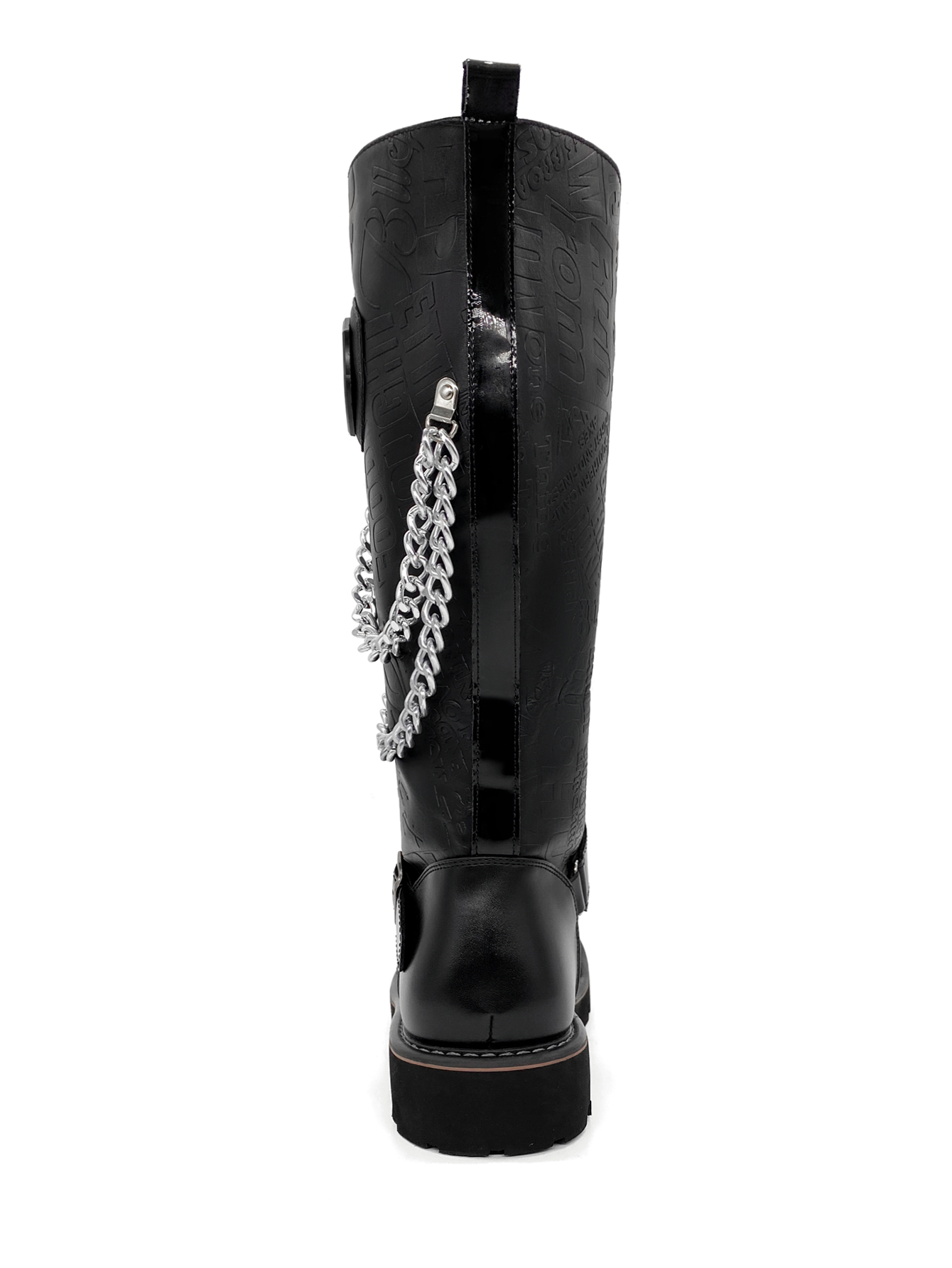 High quality Designer bottomboot Boots Trendy Womens chain longs Booties Black Leather Boot Ankle Black high knee long