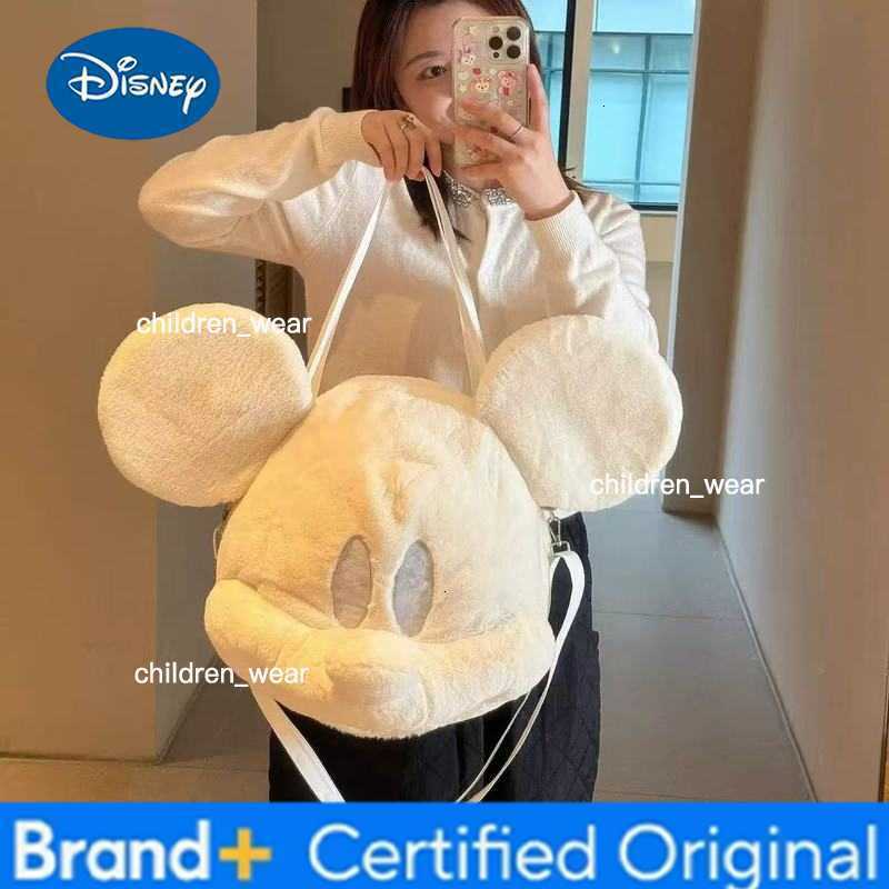 Disney Mickey Cute Plush Backpack Large Capacity Cartoon Doll School Bag Soft Comfortable Adjustable Strap Backpack Girls Gifts H260305
