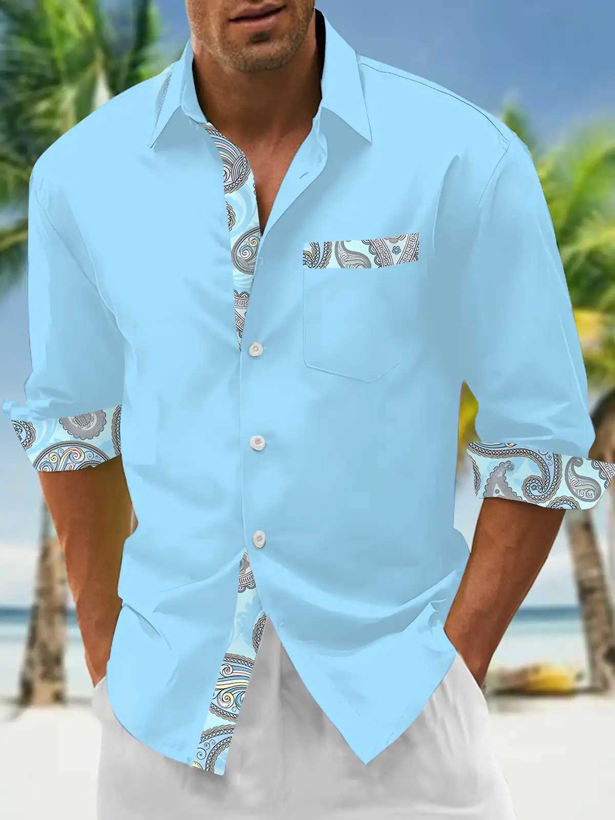 Mens shirts button down shirts casual shirts spring and summer printed long sleeves daily fashionable comfortable M260305