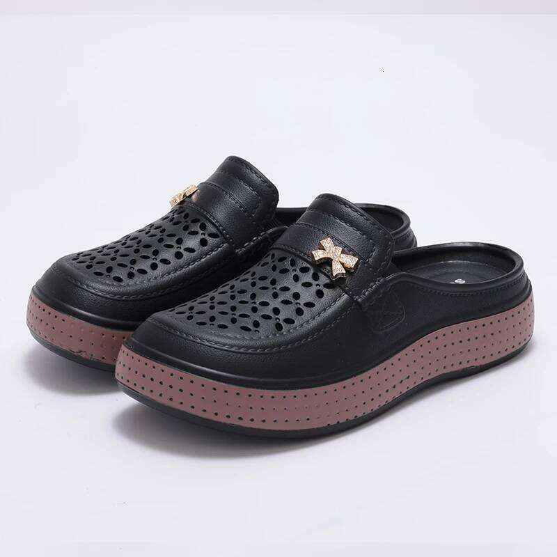 Kidmi New Flat Closed-toe EVA Round Head Clogs Beach Slippers Thick Soles Casual Slides Fitted Women Men