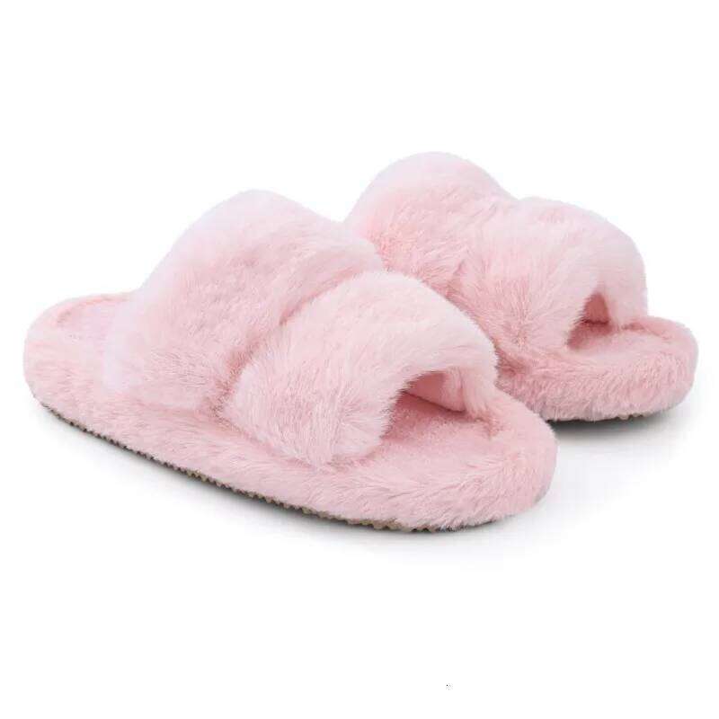 Kidmi New Plush Fashion Women's House Shoes Indoor Warm Fluffy Open Toe Slides Women Winter Fuzzy Slippers