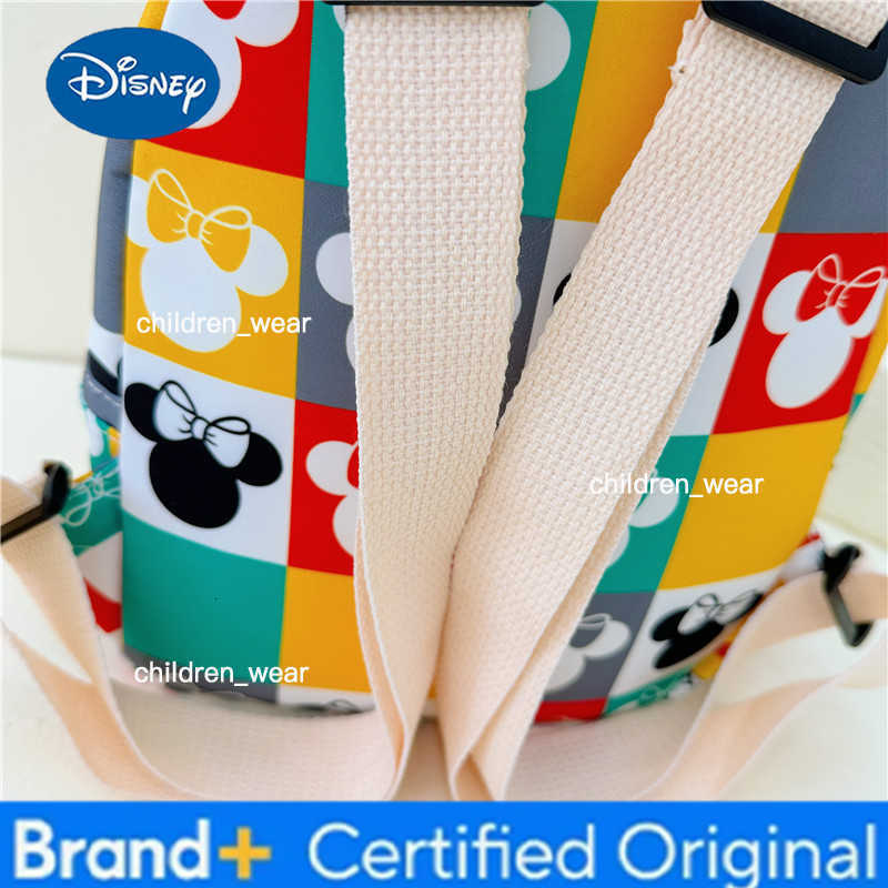 Disney Minnie Mickey Backpack Cartoon Cute Tartan Pink Backpack Student Bag Anime Casual Outdoor Travel Bag ACG Decoration Gift H260305