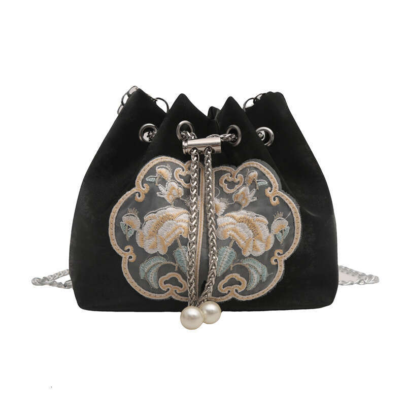 New Chinese-style for women, 2024 summer new model, national-style embroidered fashion bucket bag, versatile crossbody bag