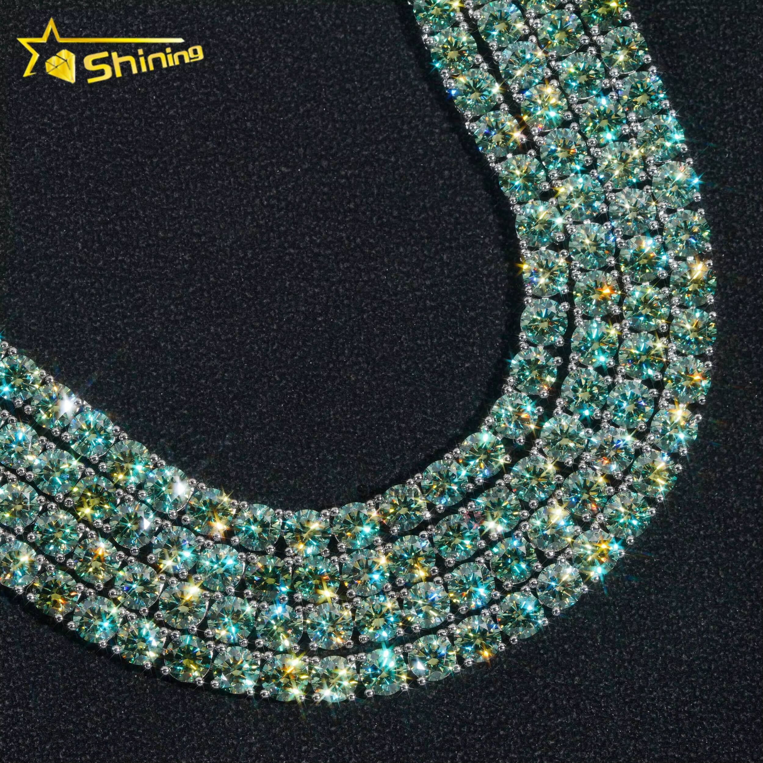 Pass Diamond Tester Fashion Jewelry 14k Gold Necklace 925 Sterling Silver Green Blue Colour Vvs Moissanite Diamond Tennis Chain