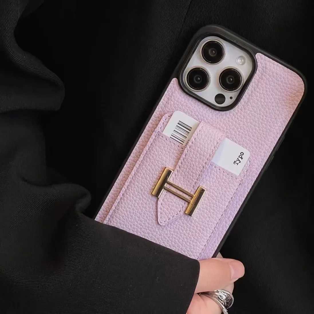 Luxury Lychee Texture Vegan Leather Card Slot Phone Case with Metal Buckle For iPhone 16 15 14 13 12 11 Pro Max Plus | Fashion Protective CoverT260305