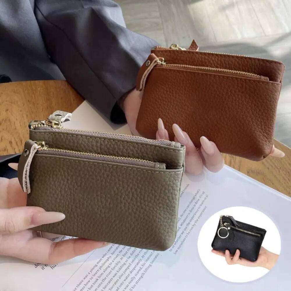 Multi Card Slots Women Short Wallet Hand Clutch Zipper Small Cowhide Wallets Multifunctional Solid Color Pu Coin Purse Party C260304