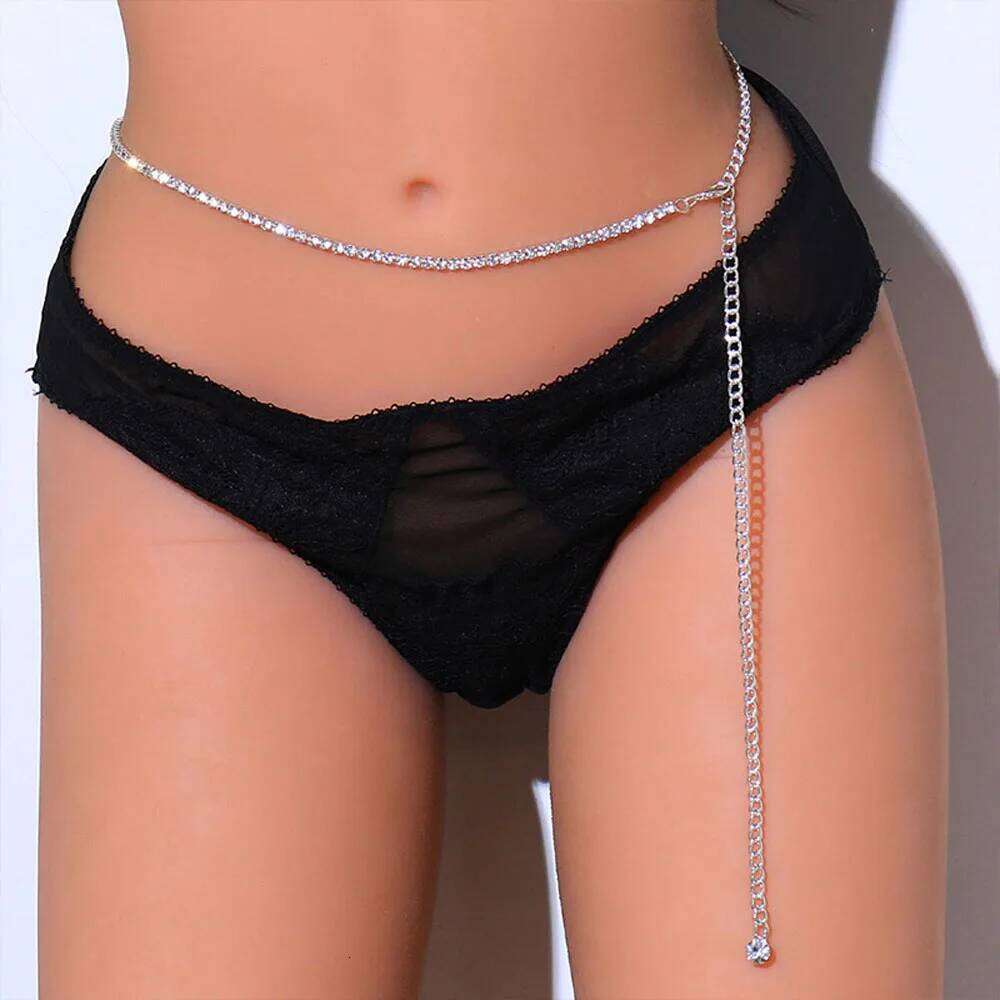 Simple Bling Rhinestone Belly Belt Jewelry for Women Summer Beach Water Drop Body Waist Chain Bikini Jewellery Gift S260304