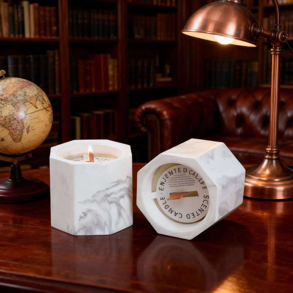 Creative Marble Aroma Candle, Unscented Smokeless Candle for Home Decor, Romantic Mood Scented Gift, Luxury Niche Souvenir, Hand W260304 W260305