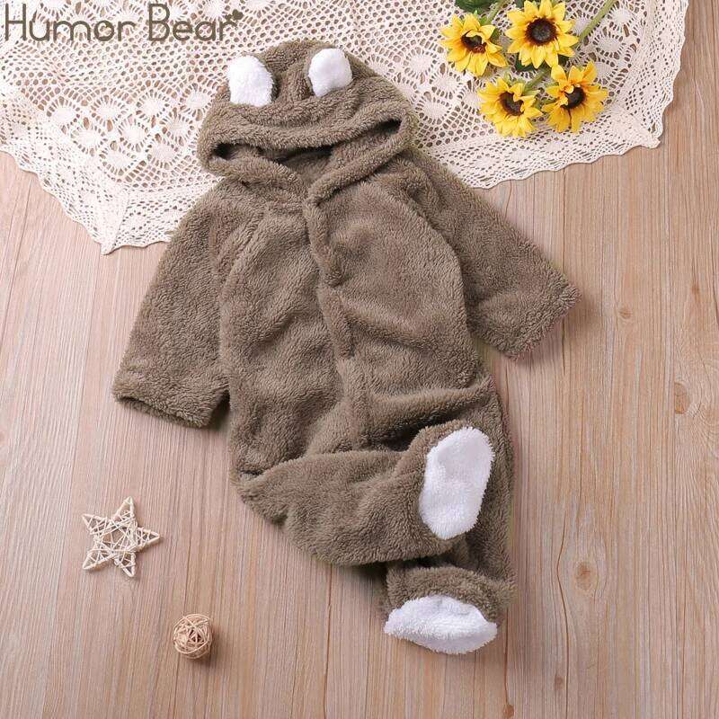 Humor Bear Autumn Cartoon Style Winter Long Sleeve Boys Girls Rompers Toddler Kids Playsuit Jumpsuits Baby Clothes Z260304