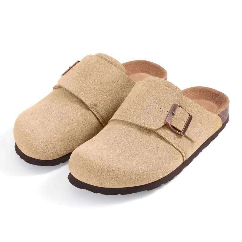 Kidmi Cork Soled With Metal Buckle Fashion Versatile Women's Shoes Four-season Outdoor Beach Slippers