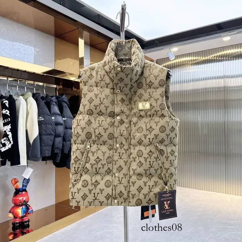 Men's thick standing collar winter new jacquard warm vest jacket