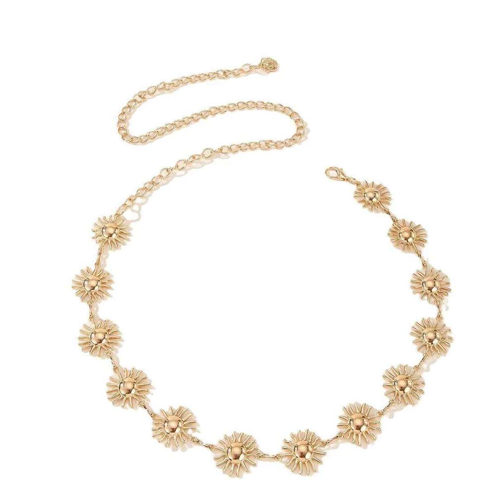 Simple Sunflower Metal Fashion Waist Chain Women Adjustable for Skirt and Dress Accessories S260304