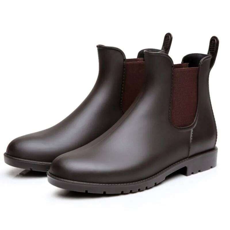 Kidmi Chelsea Rain For Women Men Outdoor Brown Waterproof Non-slip Short Ladies Comfort Leisure Daily Walking Boots