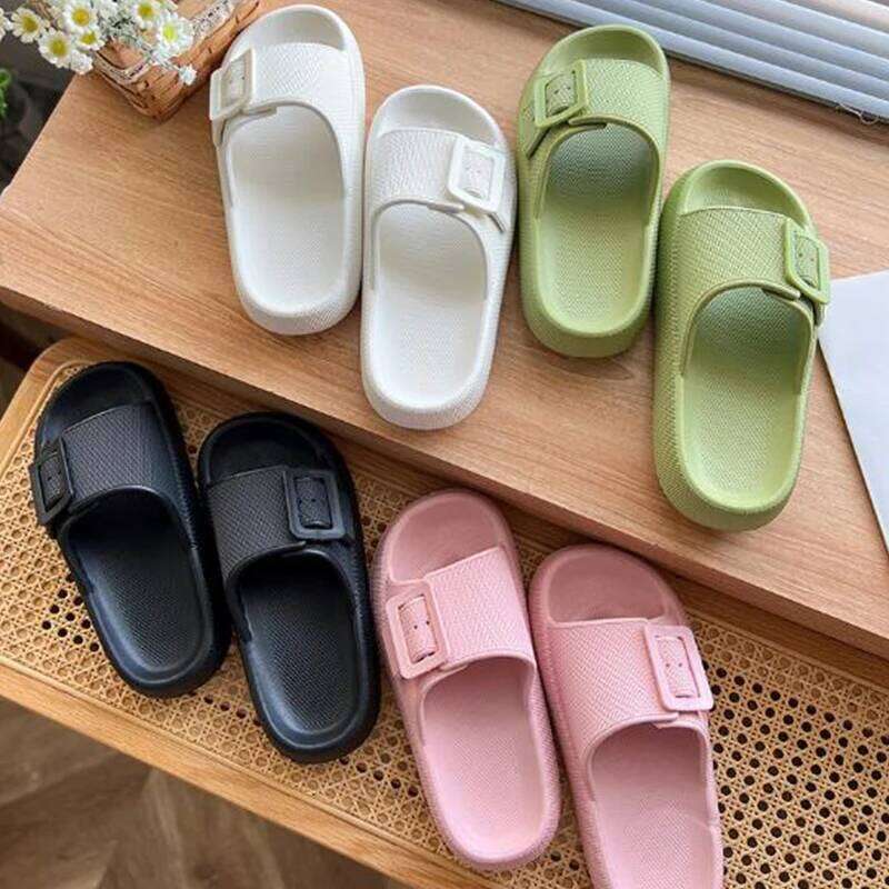 Kidmi Women's Summer Home New Thick-soled Single-Buckle Comfortable Bathroom Sole Couple EVA Slippers