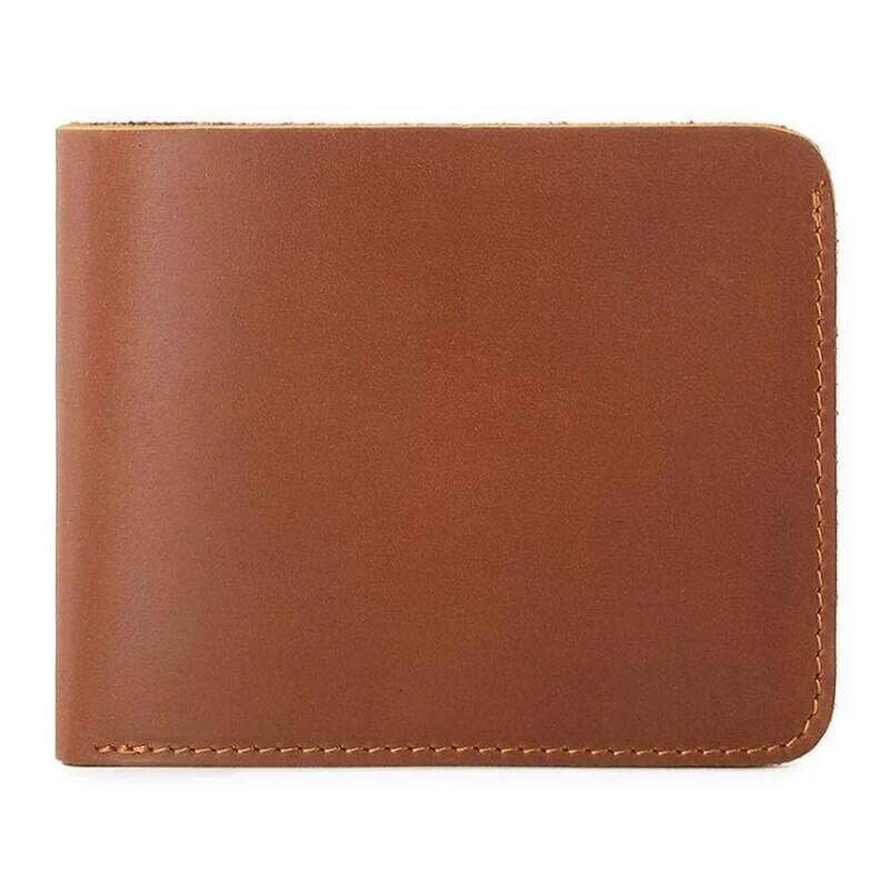 100% Full Cow Genuine Leather Wallet Simple Design Handmade Horizontal Small Bifold Purse for Men C260304