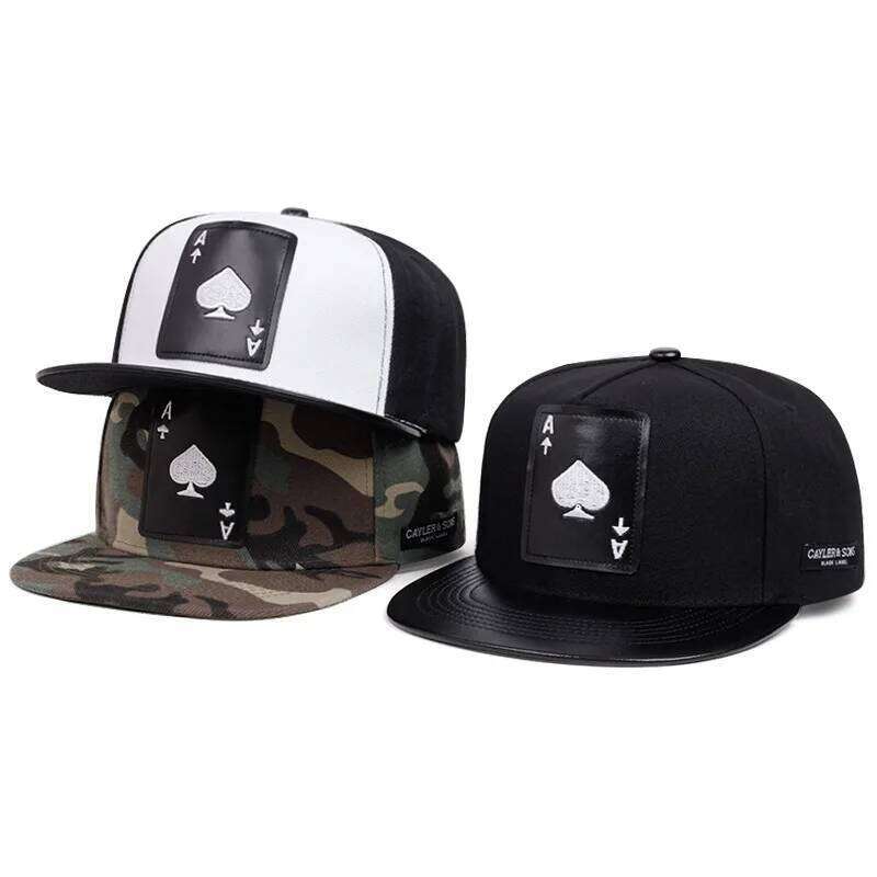 Pu Leather Playing Card Peach Heart K Embroidery Hip-hop Hats Outdoor Adjustable Casual Baseball Sunscreen Hat Hip-Hop Caps Y260304