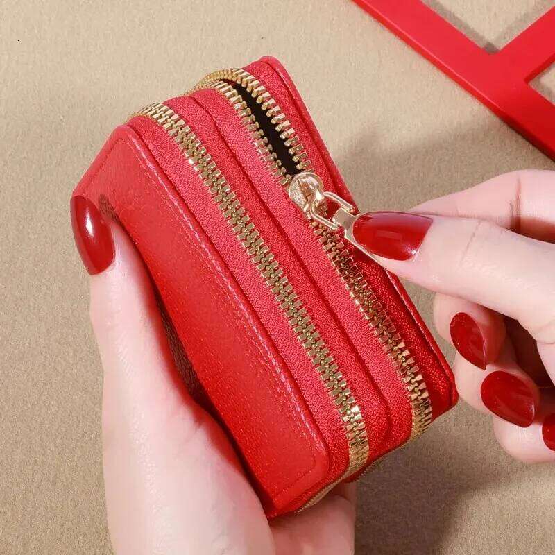 Women's Short Wallet with Transparent Closure. Litchi Pattern. Monaiea Multi Card Slot Wallet, Large Capacity, Fashionable C260304