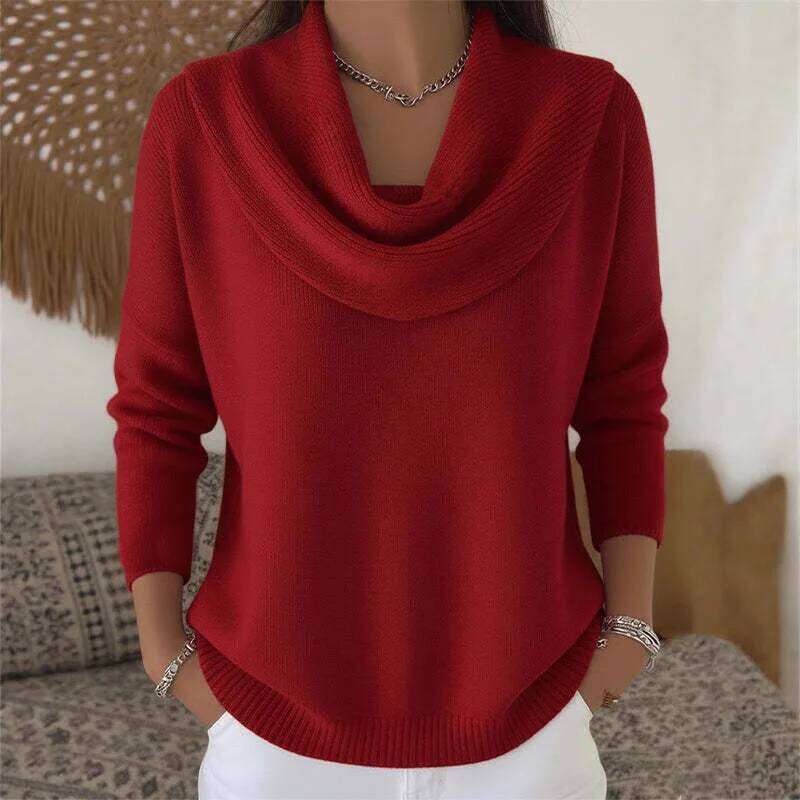 Autumn Women's Knitted Sweater Oversize Chic O Collar Pullover Soft Winter Warm Vintage Red Sweaters For Women 2025 Tops XJ260305