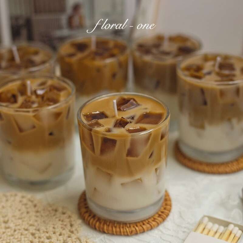 Iced Latte Coffee Scented Candle Set Home Bedroom Decoration for Girls Light Birthday Gift Fragrance Souvenir W260305