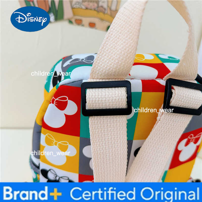 Disney Minnie Mickey Backpack Cartoon Cute Tartan Pink Backpack Student Bag Anime Casual Outdoor Travel Bag ACG Decoration Gift H260305