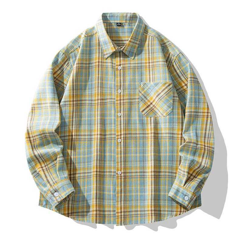 2025 New Mens Checkered Shirt Spring and Autumn Long Sleeve Slimming Shirt Korean Mens Best Selling Fashion Trend Top M260305