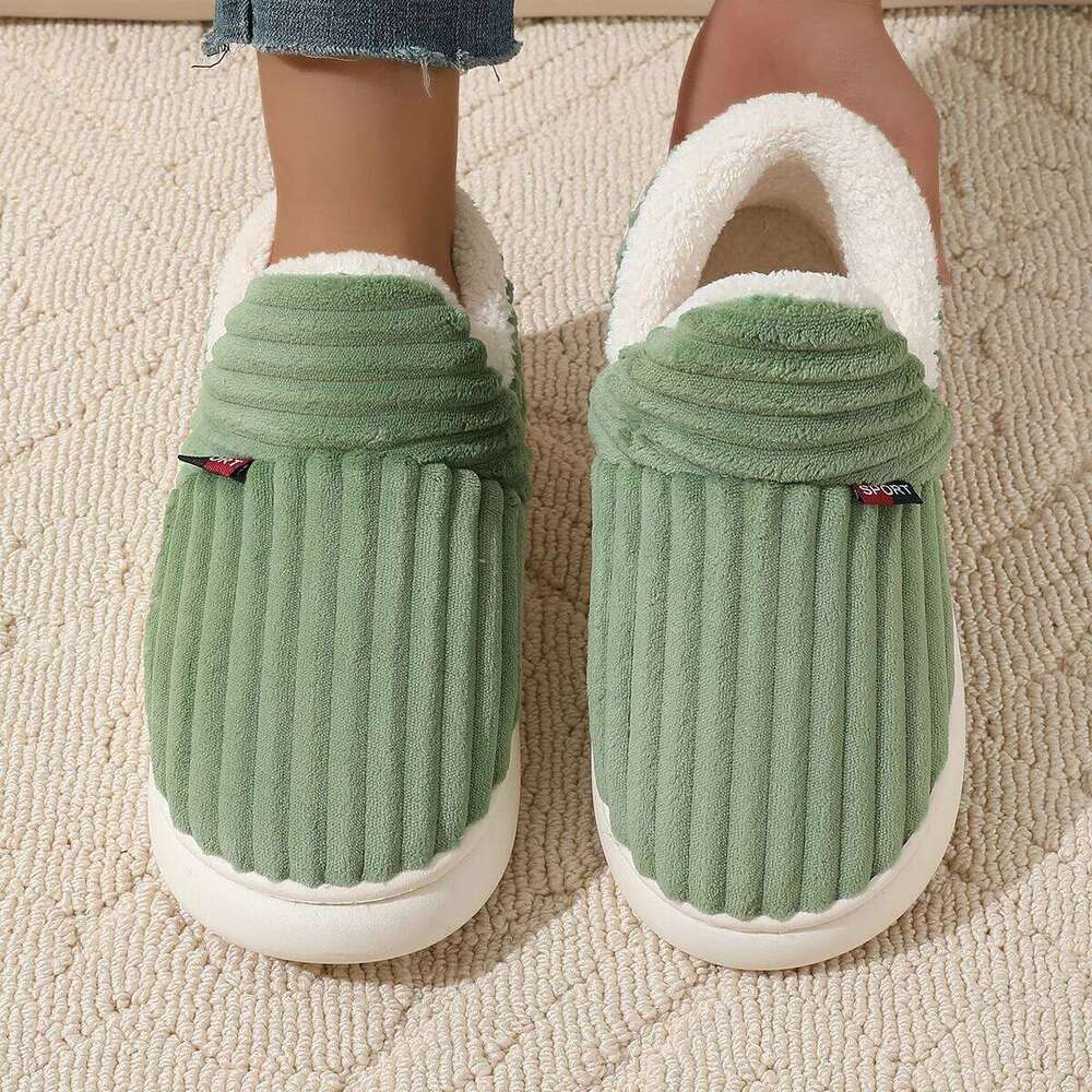 Kidmi New Winter Mens Outdoor Warm Women Slippers Non-slip Cotton Boots Fluffy Fuzzy Men Casual Furry House Shoes