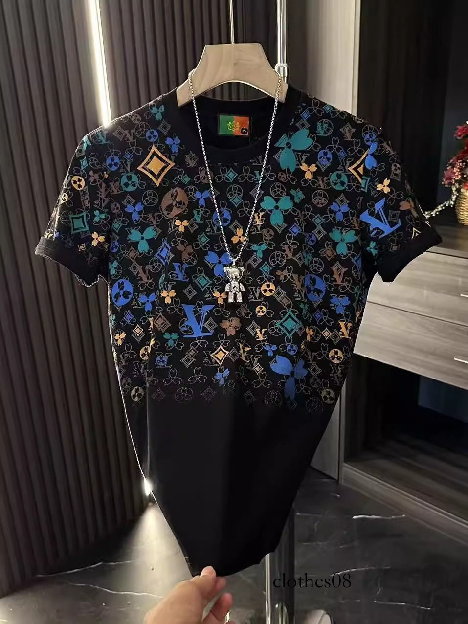 Men T shirt 2026 New Men's Casual Versatile Trendy Fashion Niche Classic Crew Neck T-Shirt Colorful Printed Letters Black