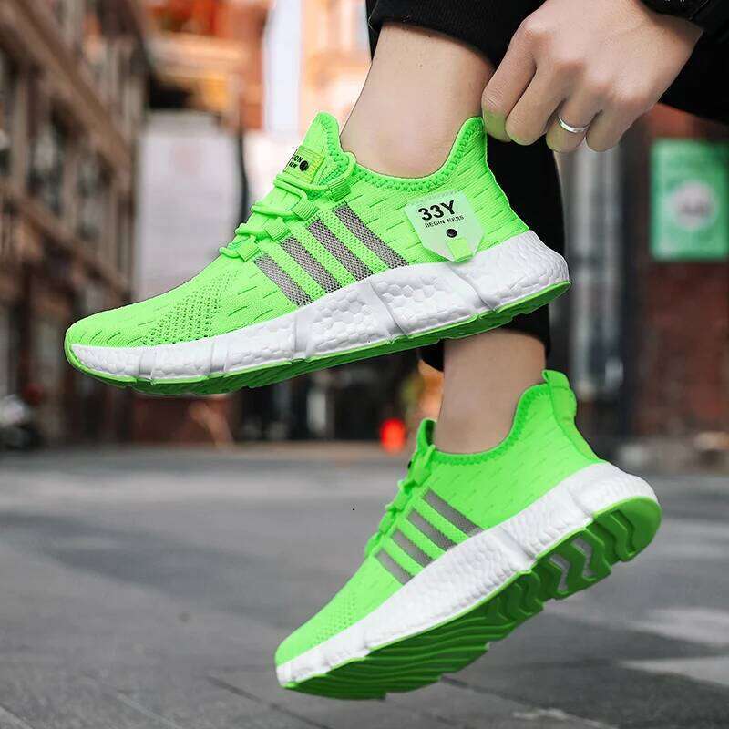 Breathable Mesh Men Trendy Lightweight Walking Flats Plus Size Male Tennis Sneakers Outdoor Running Fitness Shoes 2024 26L0305