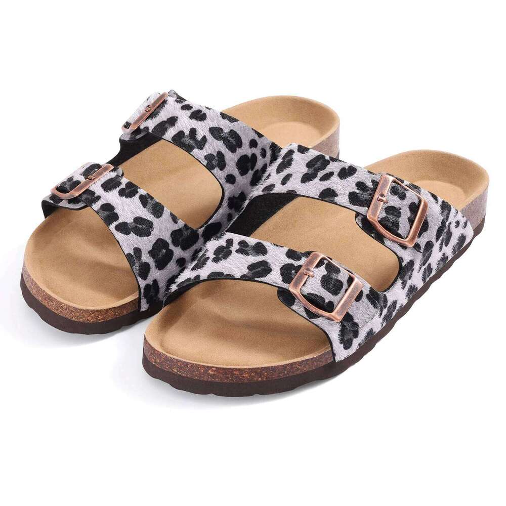 Kidmi New Women's House Sandals Cork Sole Womens Suede Soft Comfortable Mules Clogs Non-slip Beach Slippers