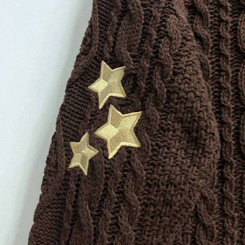 Folklore Style Fabric Cardigans with Stars Embroidered Female Autumn Winter Knitted Cardigan Women Warm Soft Loose Sweaters Tops XJ260305