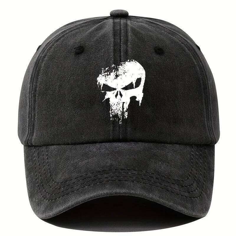 Fashion printing skull baseball outdoor sun protection, cycling duckbill cap, vacation camping, travel, leisure occasions Y260304