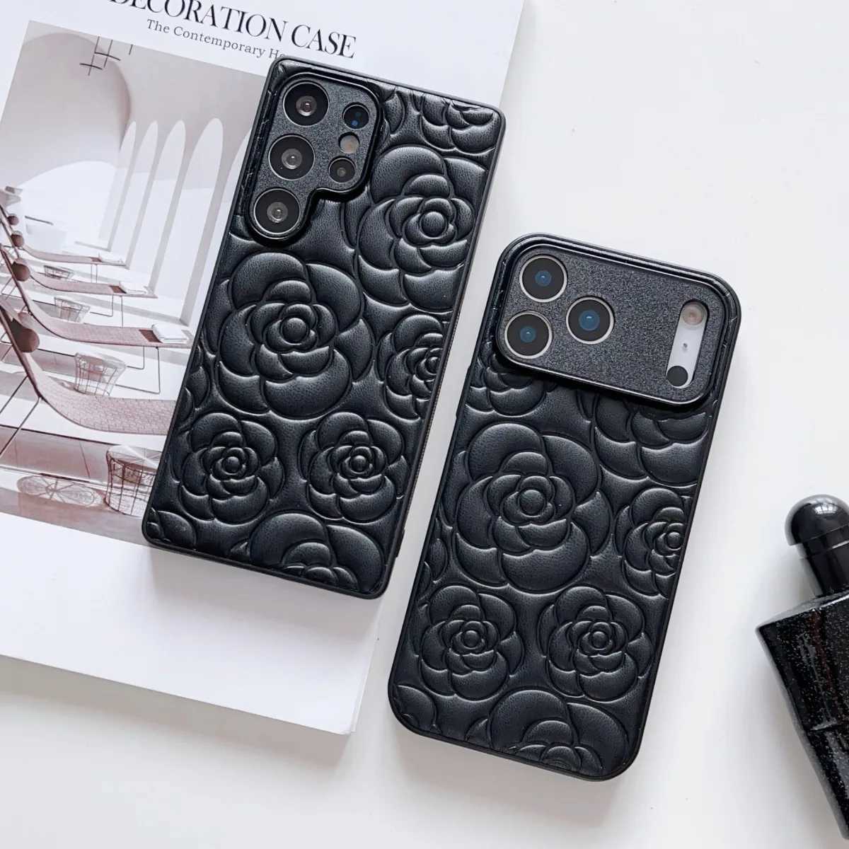 Luxury 3D Camellia Embossed PU Leather Phone Case For iPhone 17 Air 16 15 14 Plus 13 12 16 Pro Max | Shockproof CoverT260305