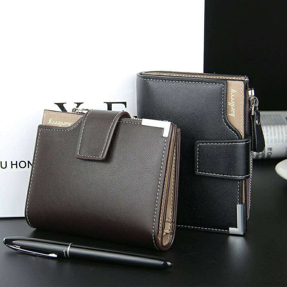Professional Men's Short Wallet Zippered Bill Compartment 10+ Slots RFID Shielded Boardroom Essential C260304
