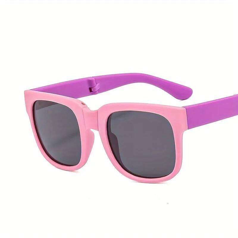 1 Pair Foldable for Boys & Girls Portable Square Frame Travel Playful Design|Durable Lenses Outdoor Glasses Z260305