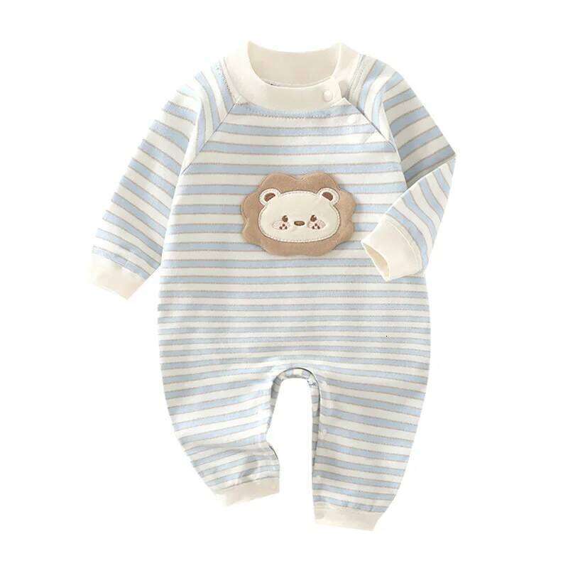 Somenie Unisex Baby Romper Autumn and Winter Clothing Pure Cotton Boy Girls Cute Bear Print Onesie for 3-6-9-12M Z260304