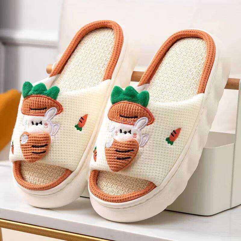 KIDMI Linen For Women Non-slip EVA Light Home Soft Sole Indoor Slides Leisure Platform Women's Slippers