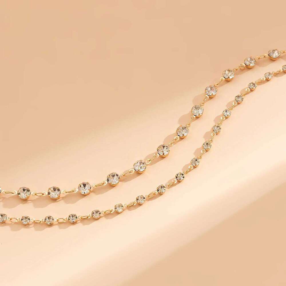 Salircon Exquisite Luxury Double Layer Rhinestone Belly Waist Chain Trend Shiny Sexy Summer Bikini For Women Body Jewelry S260304