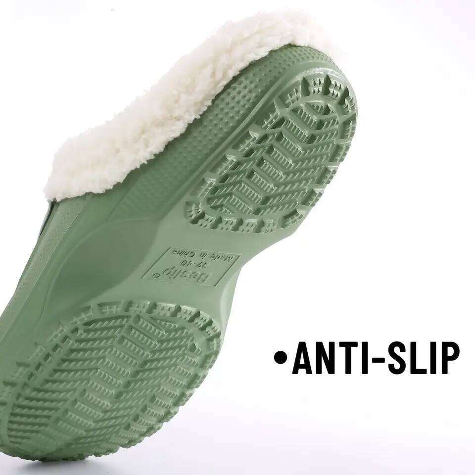 Kidmi Fur Lined Clogs Classic Winter Waterproof House Slippers For Women With Padded EVA Garden Shoes