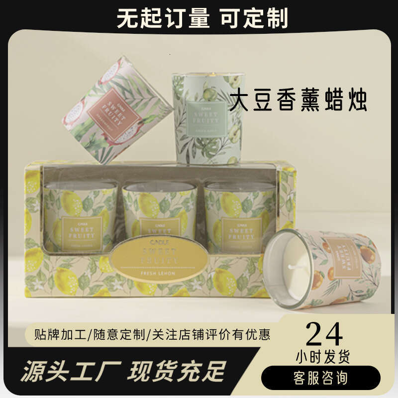 New of Three Soy Wax Scented Candles for Home Indoor Long-lasting Fragrance Birthday Gift Box Set Souvenir W260304 W260305