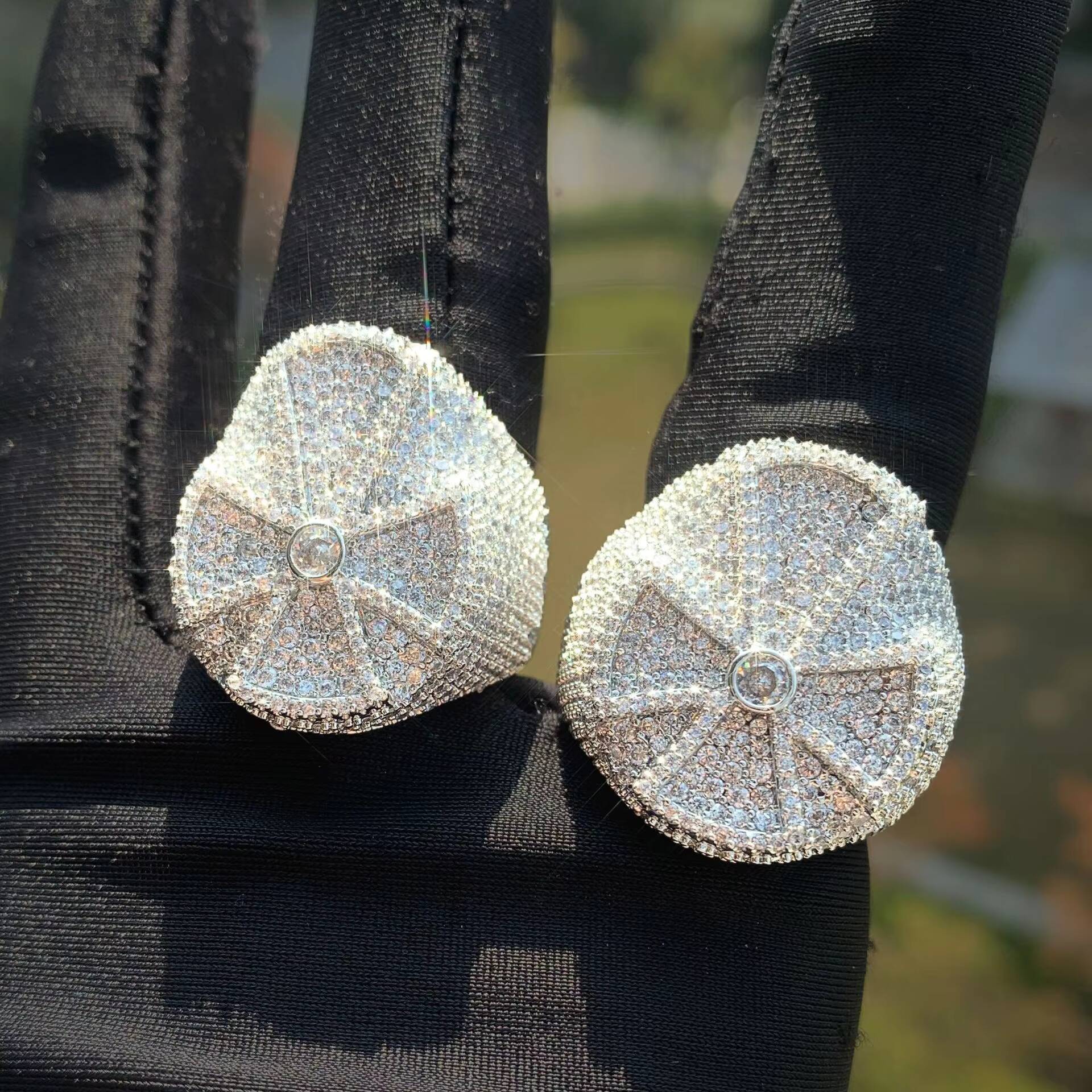 Hip Hop Zircon Stone Paved Bling Iced Out Cross Finger Rings for Men Women Unisex Rapper Jewelry
